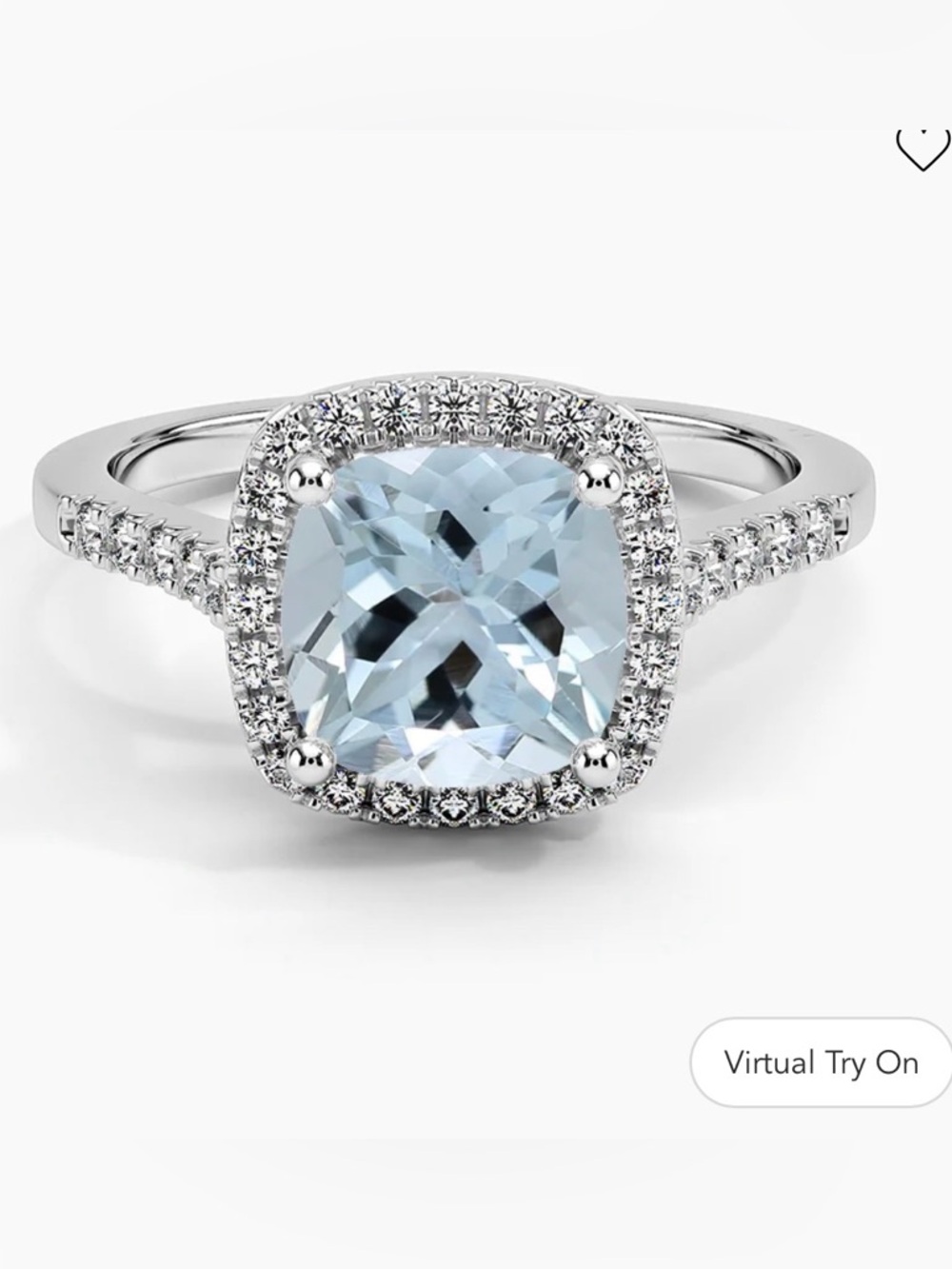 Blue Topaz Cushion Halo Ring in 18k White Gold